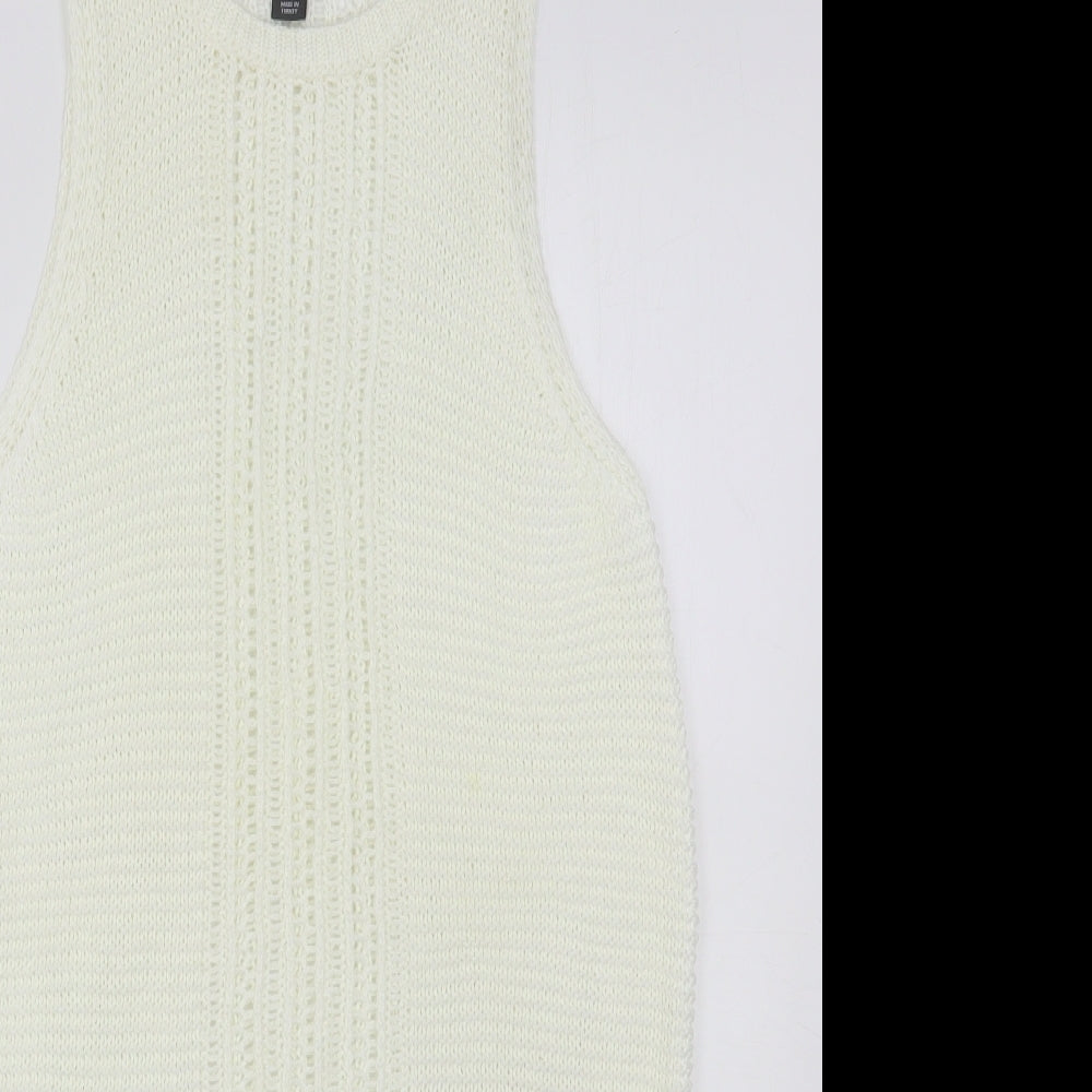 Primark Womens Ivory Round Neck  Acrylic Vest Jumper Size S