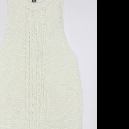 Primark Womens Ivory Round Neck  Acrylic Vest Jumper Size S