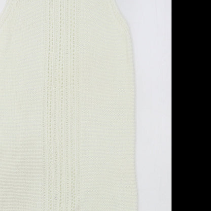 Primark Womens Ivory Round Neck  Acrylic Vest Jumper Size S