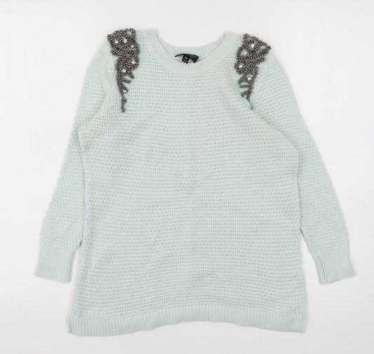 Womens UK Size 6 Topshop Green Pullover Jumper