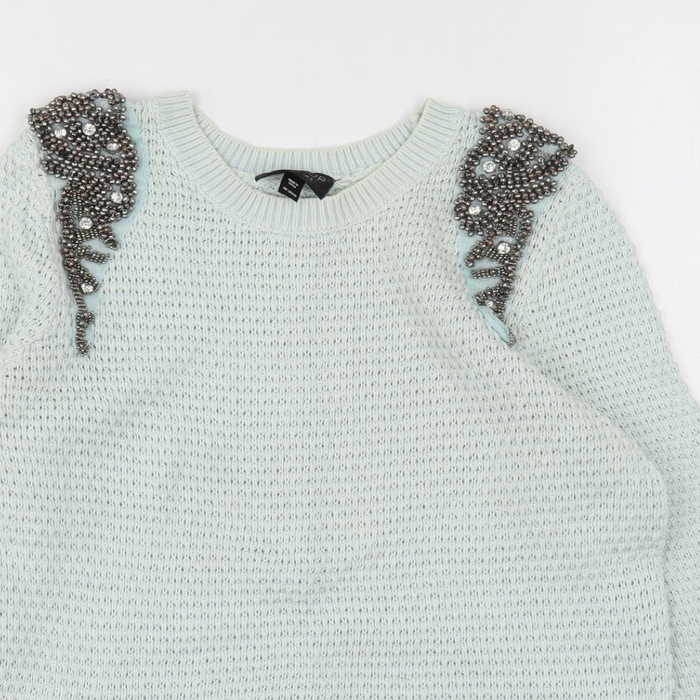 Womens UK Size 6 Topshop Green Pullover Jumper