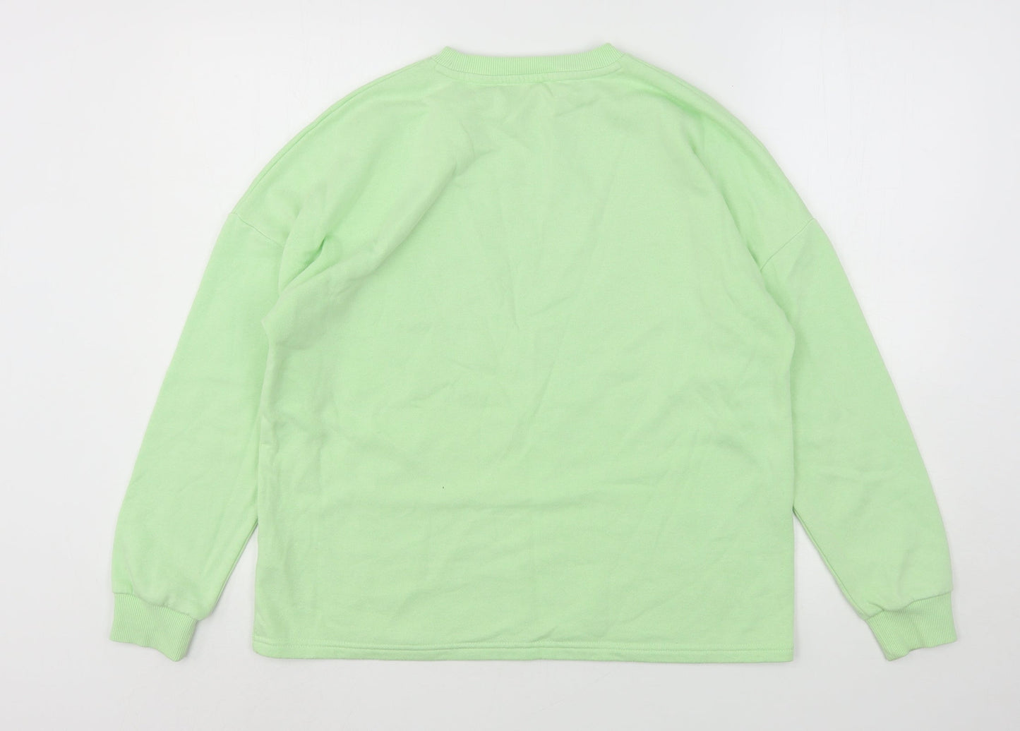 Papaya Womens Green  Cotton Pullover Sweatshirt Size M