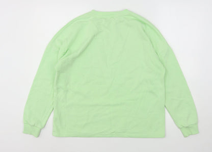 Papaya Womens Green  Cotton Pullover Sweatshirt Size M