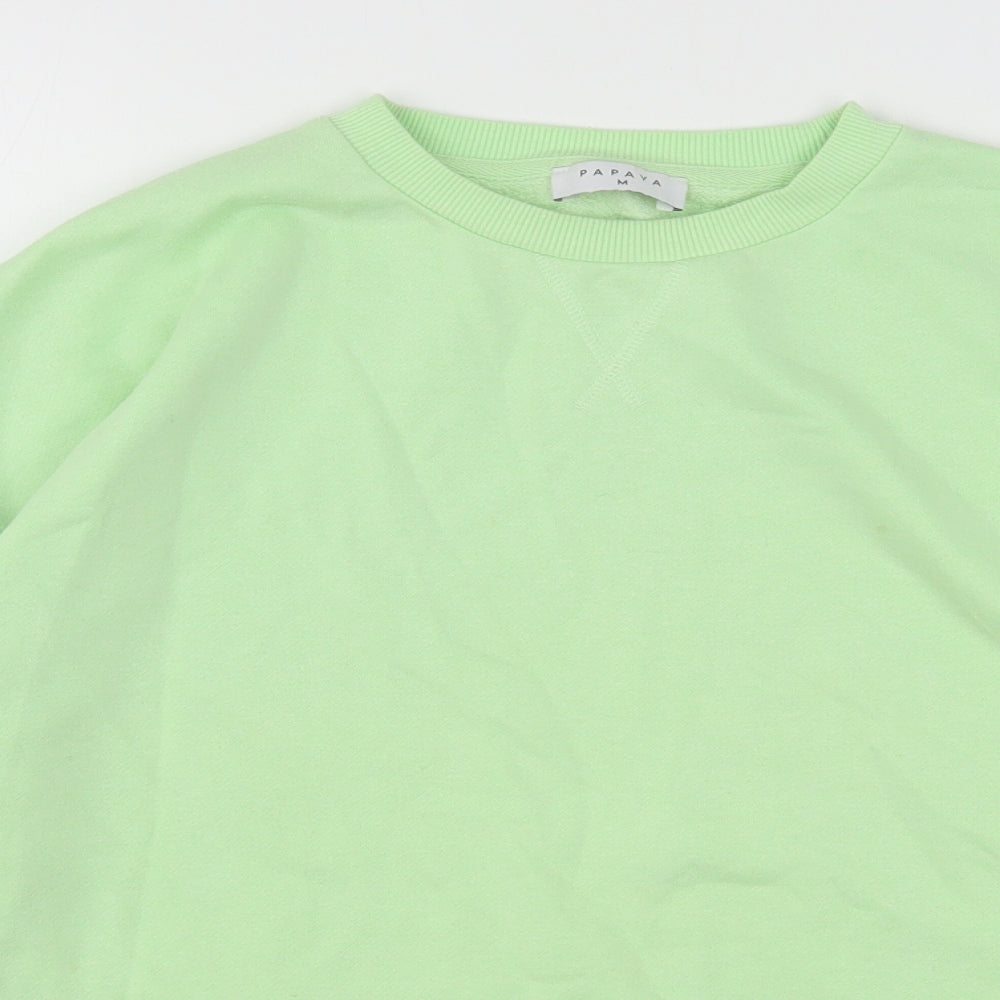Papaya Womens Green  Cotton Pullover Sweatshirt Size M