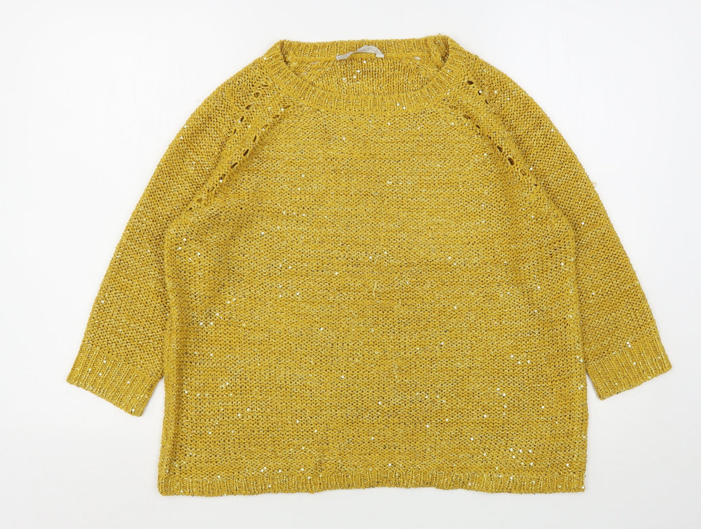 Womens UK Size S Pebble Bay Yellow Pullover Jumper