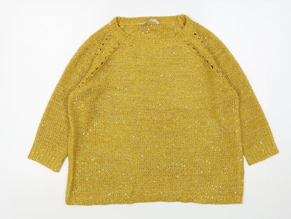 Womens UK Size S Pebble Bay Yellow Pullover Jumper