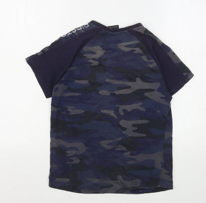 Ripstop Boys Blue Camouflage Cotton Basic T-Shirt Size M Round Neck