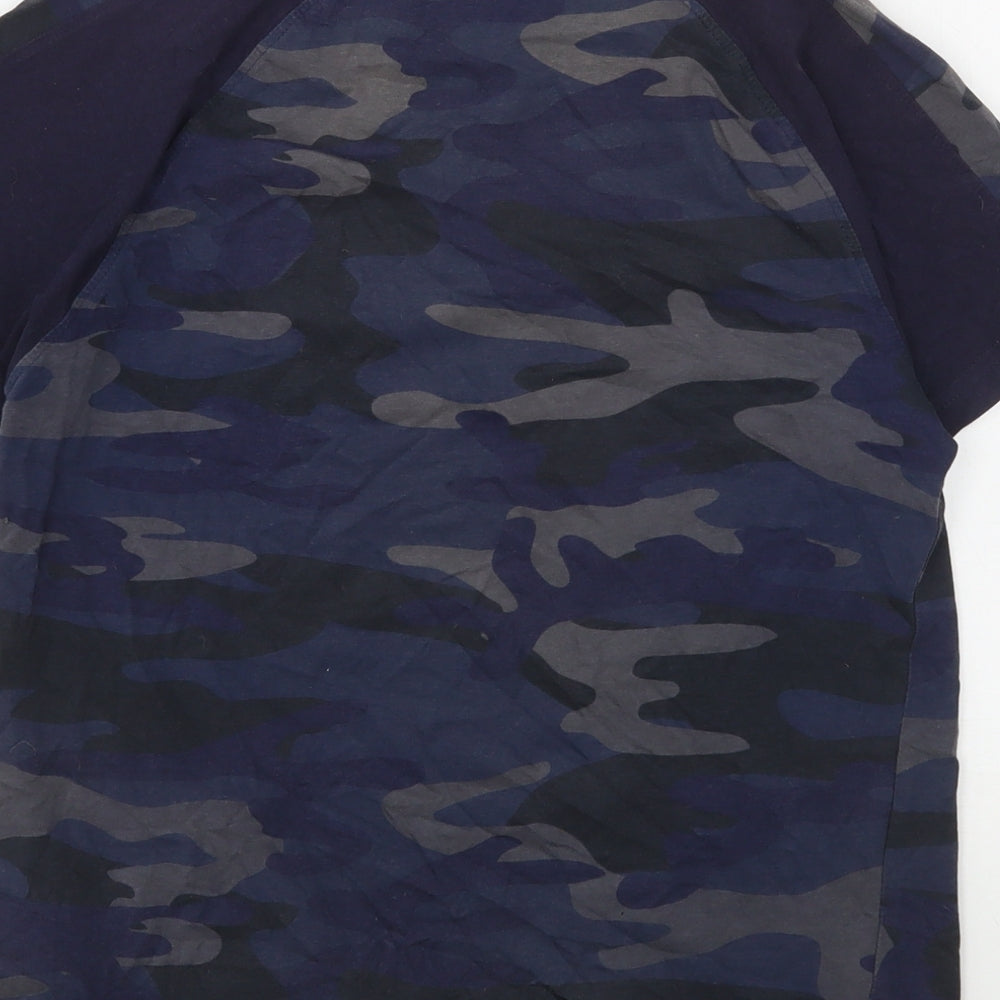 Ripstop Boys Blue Camouflage Cotton Basic T-Shirt Size M Round Neck