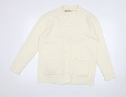 Womens UK Size L pure & natural White Cardigan Jumper