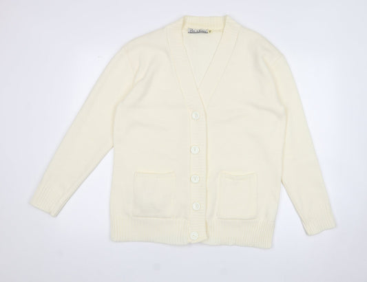 Womens UK Size L pure & natural White Cardigan Jumper