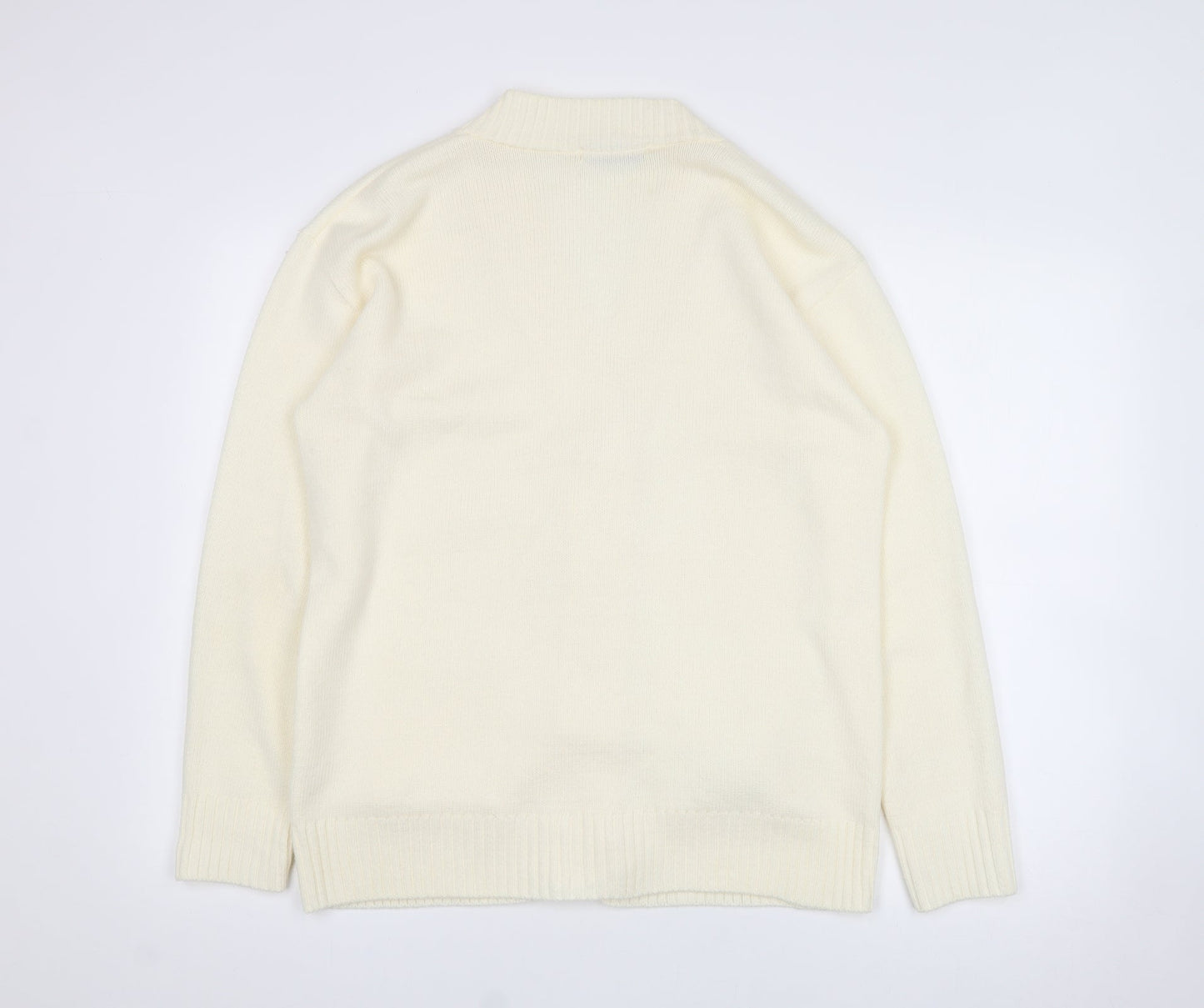 Womens UK Size L pure & natural White Cardigan Jumper