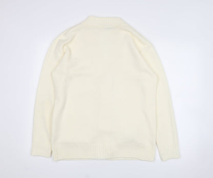 Womens UK Size L pure & natural White Cardigan Jumper