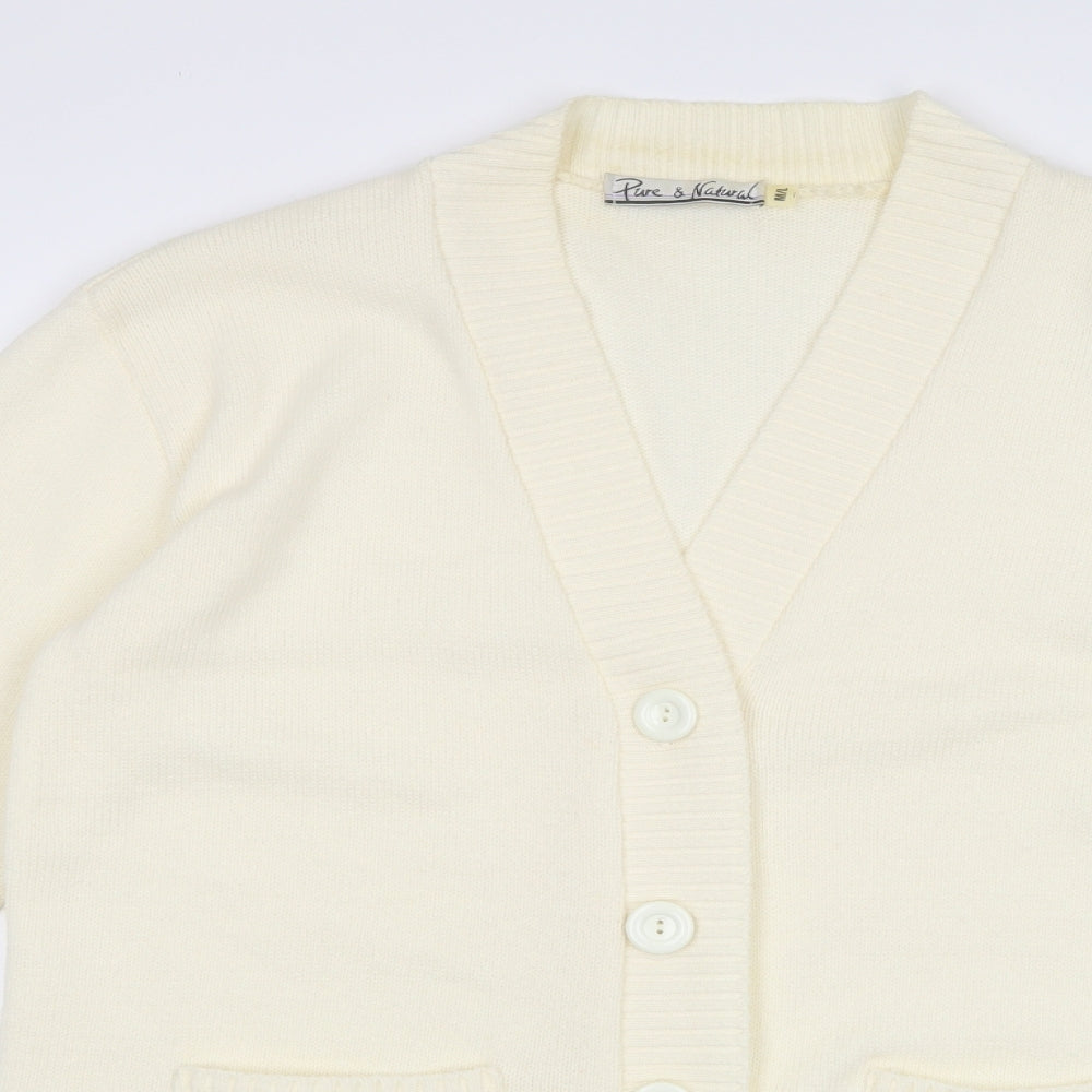 Womens UK Size L pure & natural White Cardigan Jumper