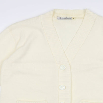 Womens UK Size L pure & natural White Cardigan Jumper