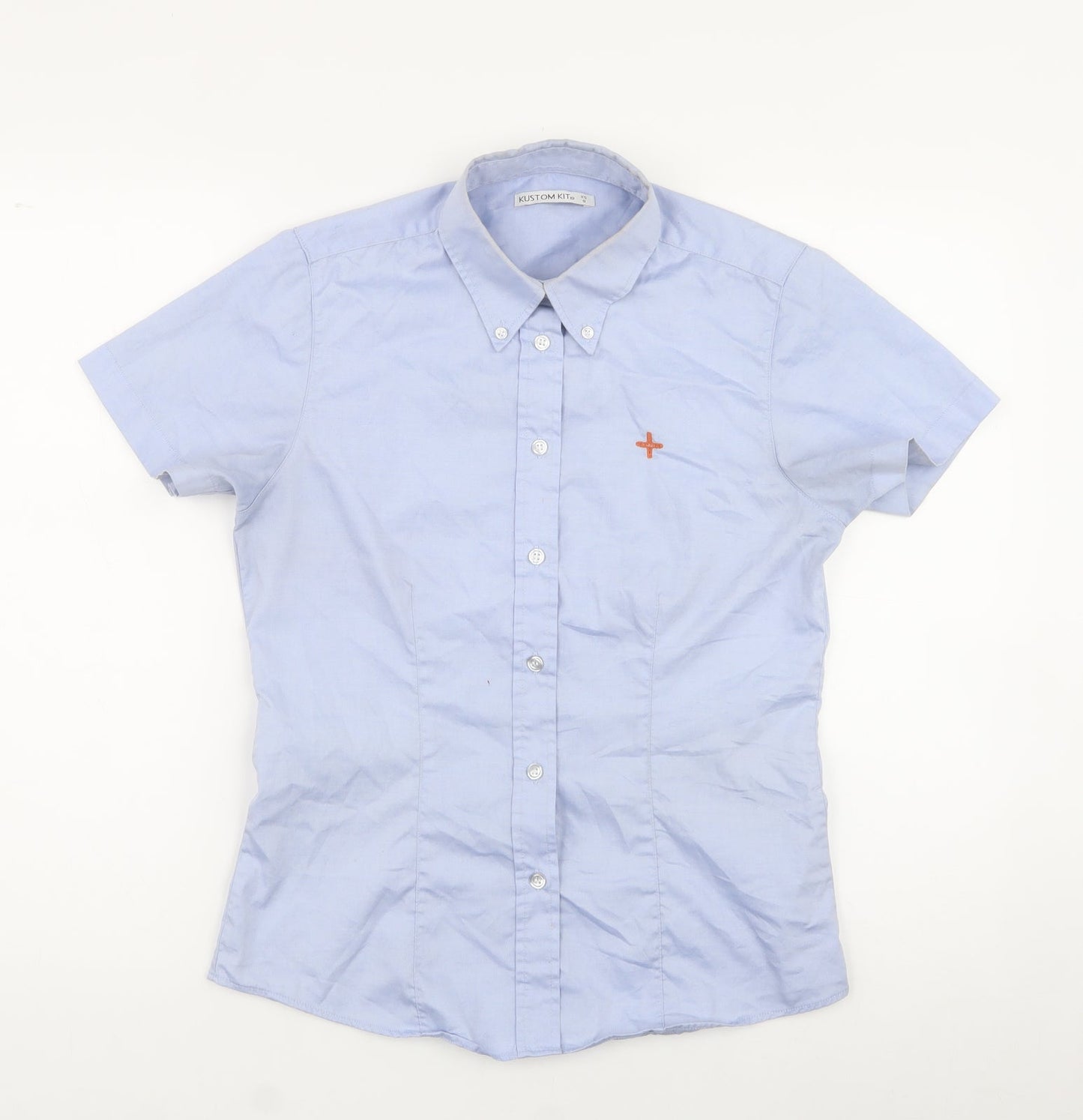 Womens UK Size 8 Kustom Kit Blue Jersey Button-Up