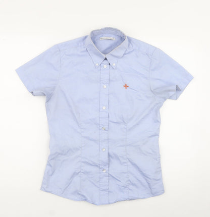 Womens UK Size 8 Kustom Kit Blue Jersey Button-Up