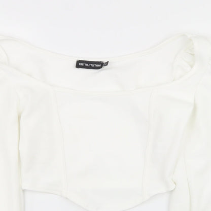 Womens UK Size 8 PRETTYLITTLETHING White Basic Tank