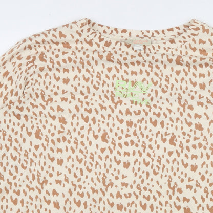 Womens UK Size M River Island Beige Jersey T-Shirt