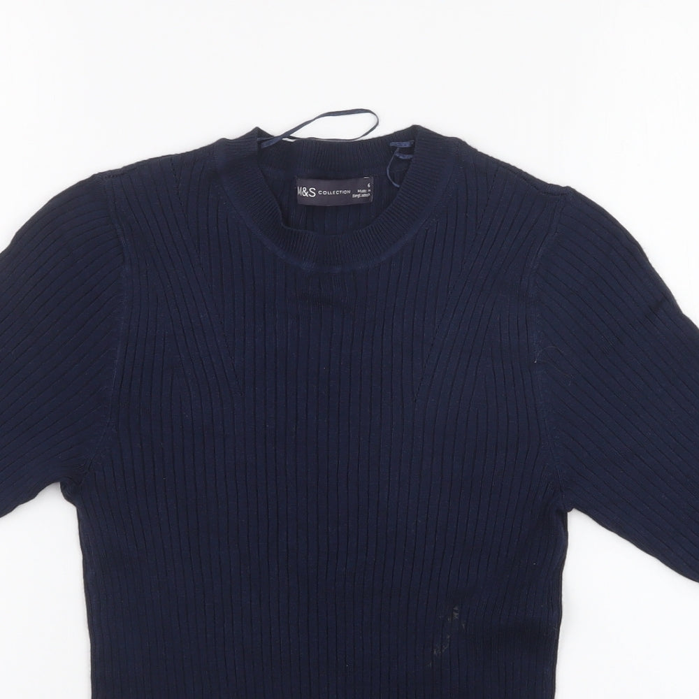 Womens UK Size 6 Marks and Spencer Blue Jersey Polo
