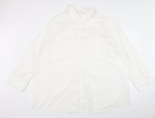 Mens UK Size XL h&m White  Button-Up Long Sleeve Casual Shirt