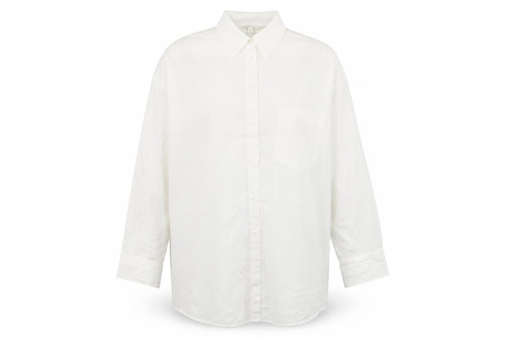 Mens UK Size XL h&m White  Button-Up Long Sleeve Casual Shirt
