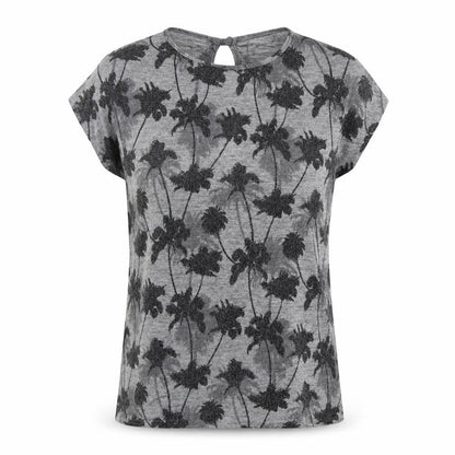 Oasis Womens Gold Floral Polyester Jersey T-Shirt Size S Crew Neck