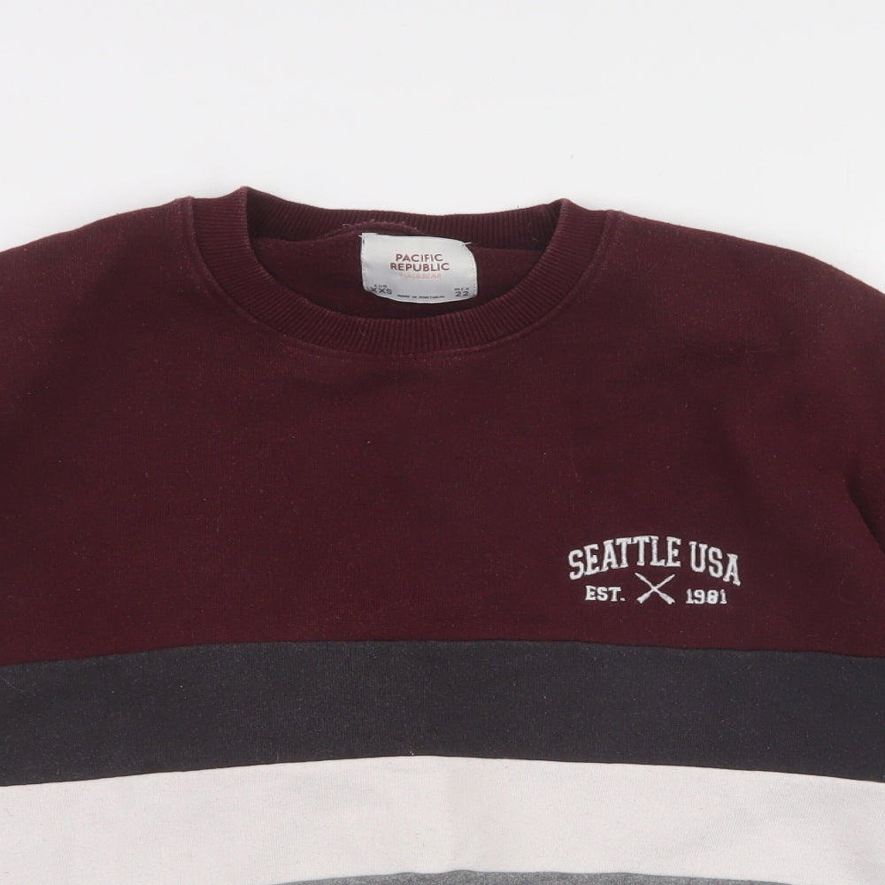 Mens UK Size XS Pull&Bear Purple Pullover Sweatshirt