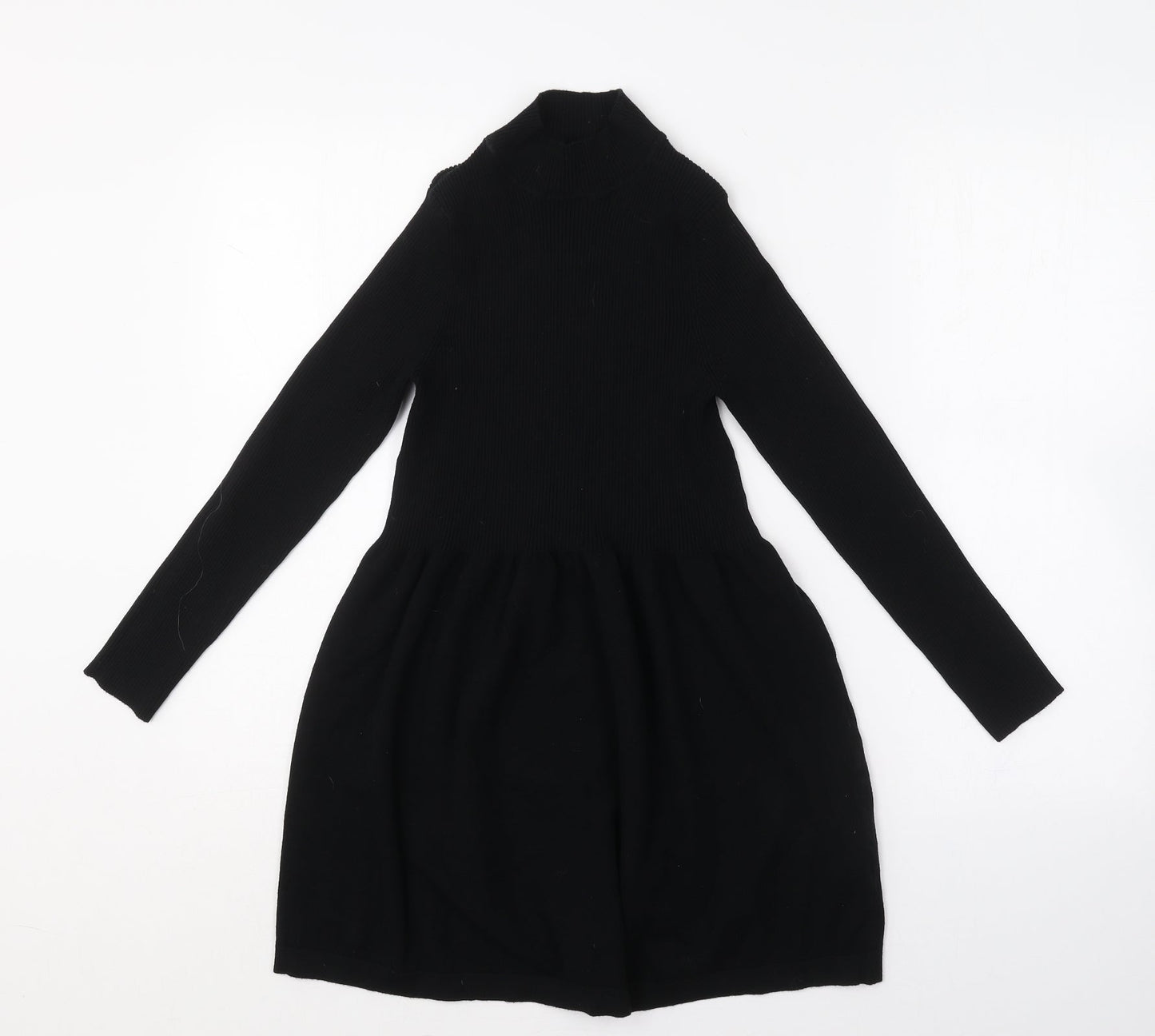 Primark Womens Black  Viscose Fit & Flare  Size M  Roll Neck