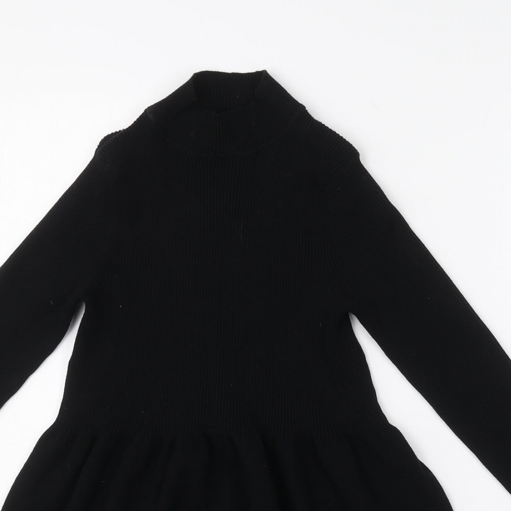 Primark Womens Black  Viscose Fit & Flare  Size M  Roll Neck