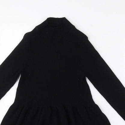 Primark Womens Black  Viscose Fit & Flare  Size M  Roll Neck