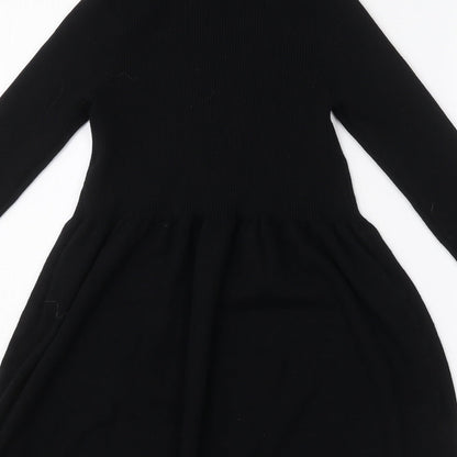Primark Womens Black  Viscose Fit & Flare  Size M  Roll Neck