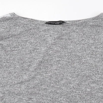 Dorothy Perkins Womens Grey  Polyester Basic T-Shirt Size 10 Round Neck - Lace sleeve