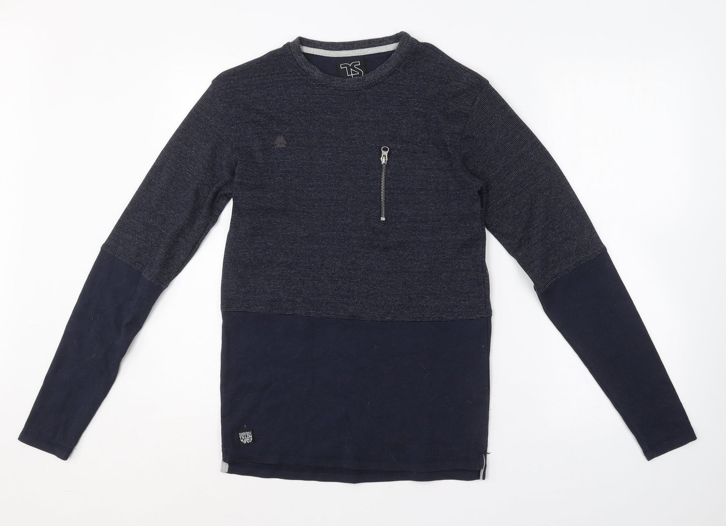 Twisted Soul Mens Blue Round Neck  Cotton Pullover Jumper Size S