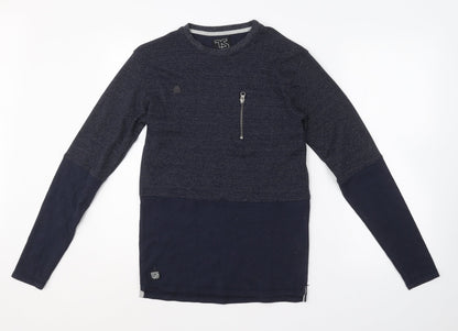 Twisted Soul Mens Blue Round Neck  Cotton Pullover Jumper Size S