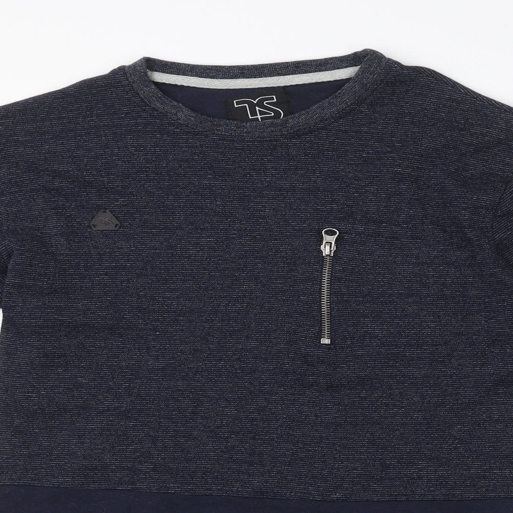 Twisted Soul Mens Blue Round Neck  Cotton Pullover Jumper Size S