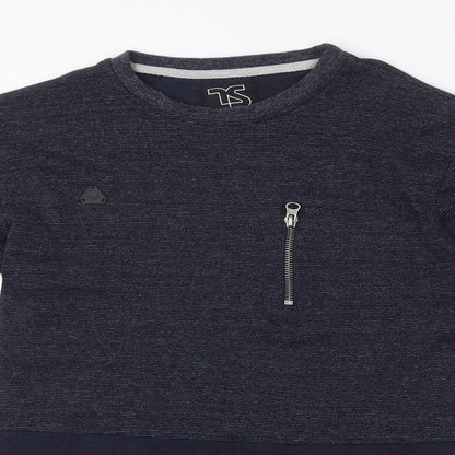 Twisted Soul Mens Blue Round Neck  Cotton Pullover Jumper Size S