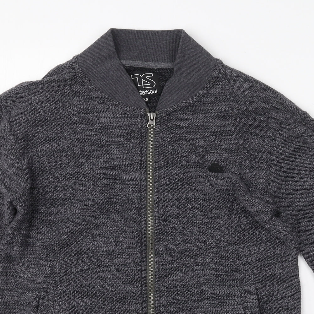 Twisted Soul Womens Grey  Cotton Full Zip Sweatshirt Size XS