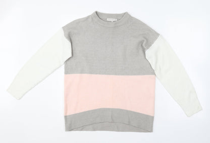Nutmeg Womens Multicoloured Crew Neck  Acrylic Pullover Jumper Size 10