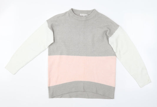 Nutmeg Womens Multicoloured Crew Neck  Acrylic Pullover Jumper Size 10