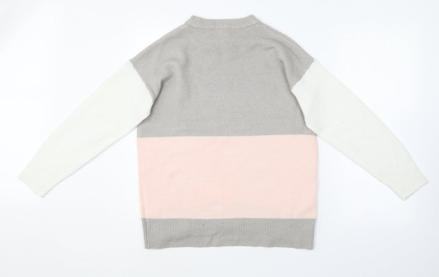 Nutmeg Womens Multicoloured Crew Neck  Acrylic Pullover Jumper Size 10