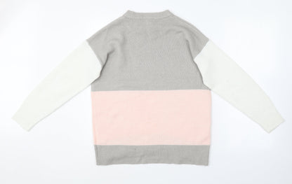 Nutmeg Womens Multicoloured Crew Neck  Acrylic Pullover Jumper Size 10