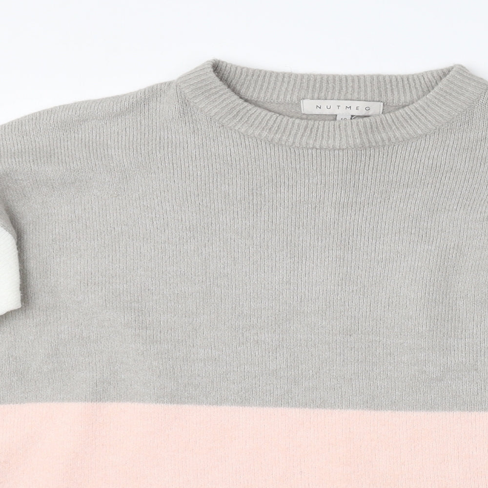 Nutmeg Womens Multicoloured Crew Neck  Acrylic Pullover Jumper Size 10