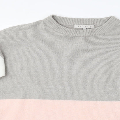 Nutmeg Womens Multicoloured Crew Neck  Acrylic Pullover Jumper Size 10