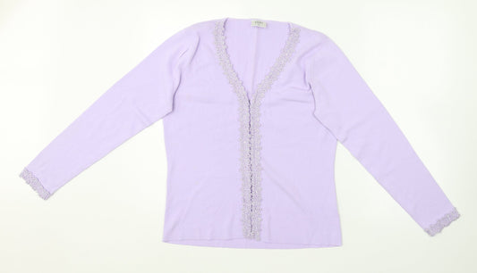 Alibi Womens Purple V-Neck  Viscose Pullover Jumper Size 16