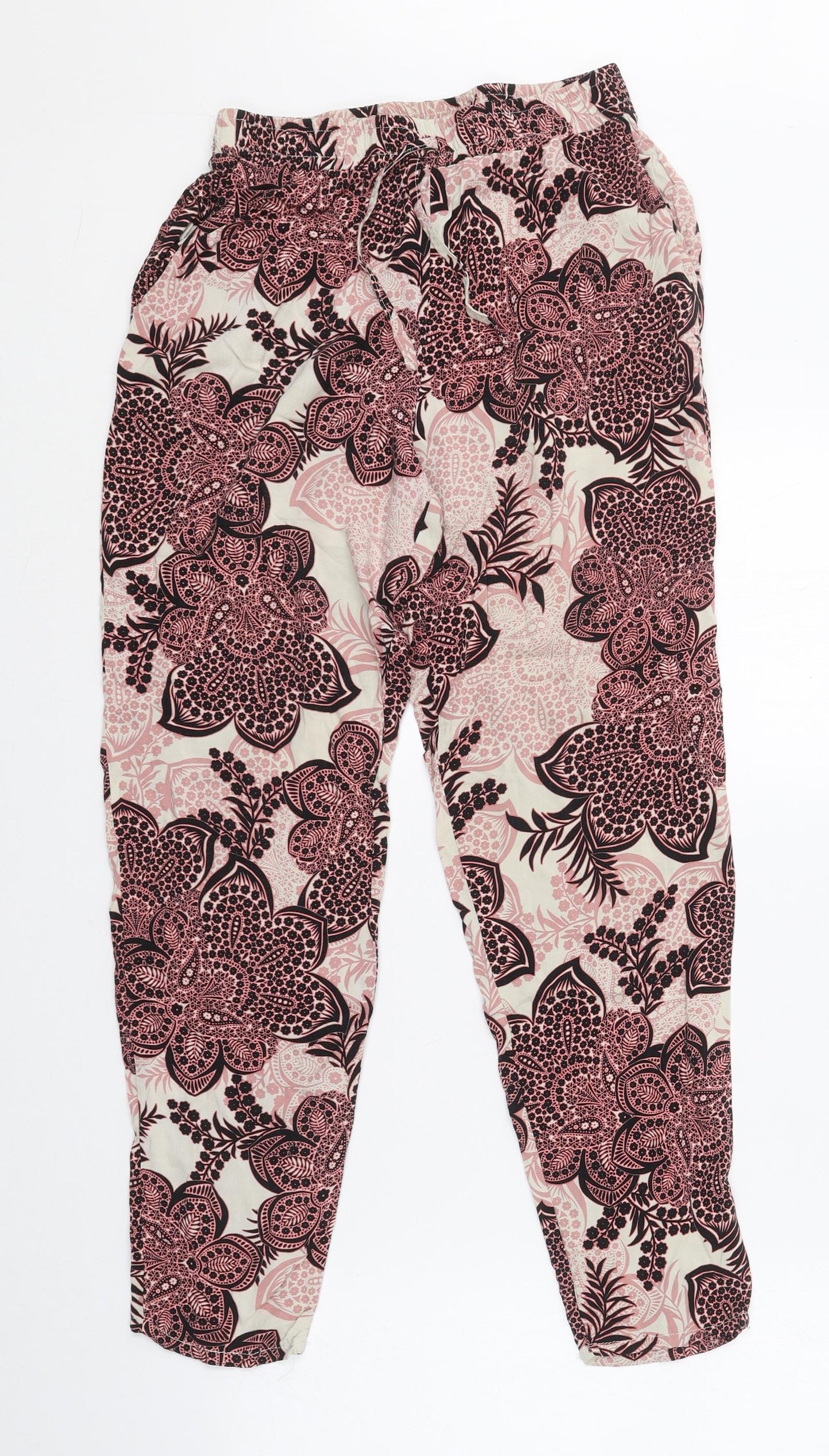 F&F Womens Multicoloured Geometric Viscose Bloomer Trousers Size 10 L24.5 in Regular