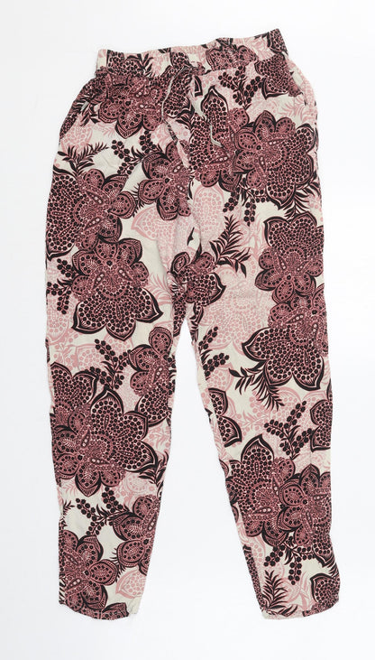 F&F Womens Multicoloured Geometric Viscose Bloomer Trousers Size 10 L24.5 in Regular