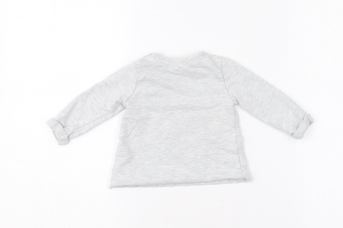 F&F  Grey  Cotton Pullover Polo Size 0-3 Months Round Neck