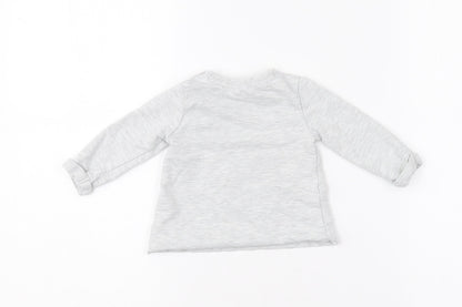 F&F  Grey  Cotton Pullover Polo Size 0-3 Months Round Neck
