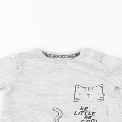 F&F  Grey  Cotton Pullover Polo Size 0-3 Months Round Neck