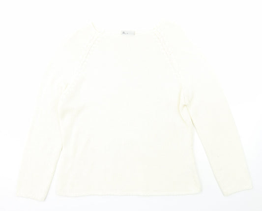BHS Womens Ivory Boat Neck  Acrylic Pullover Jumper Size 20